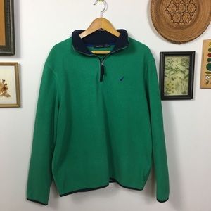 Nautica Green Fleece Quarter Zip Pullover